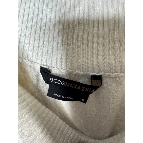 BCBG Max Azria Womens Silk Off The Shoulder Cashmere Blouse Beige Size S - Picture 2 of 5